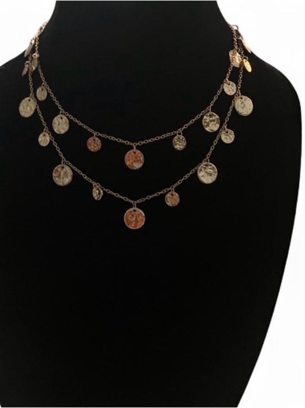 Delicate Gold-Tone Layered Coin Necklace - Women Jewelry